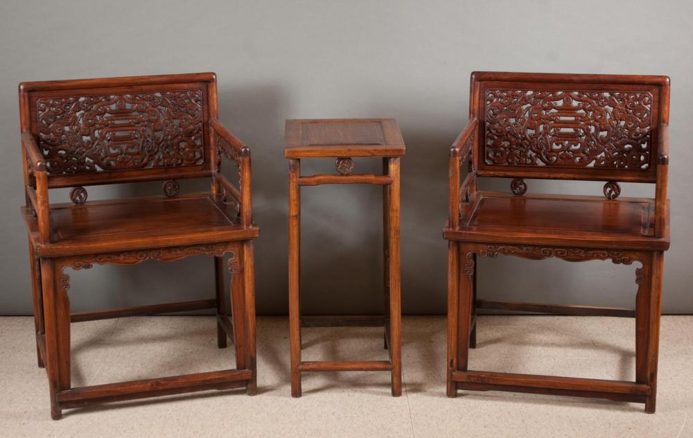 PAIR OF CHINESE HUALIMU WOOD