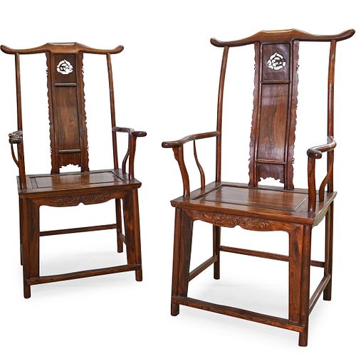 PAIR OF CHINESE HUANGHUALI WOOD ARM