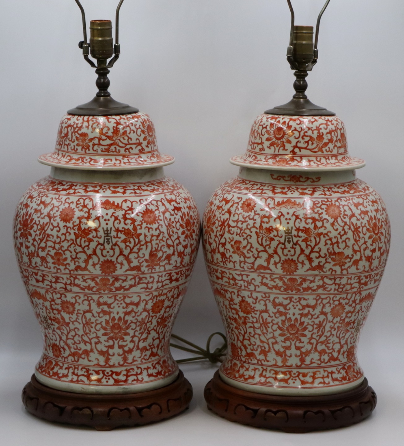 PAIR OF CHINESE IRON RED GINGER