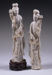 PAIR OF CHINESE IVORY MEIREN S