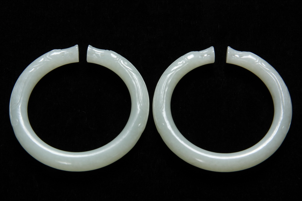 PAIR OF CHINESE JADE BRACELETS -