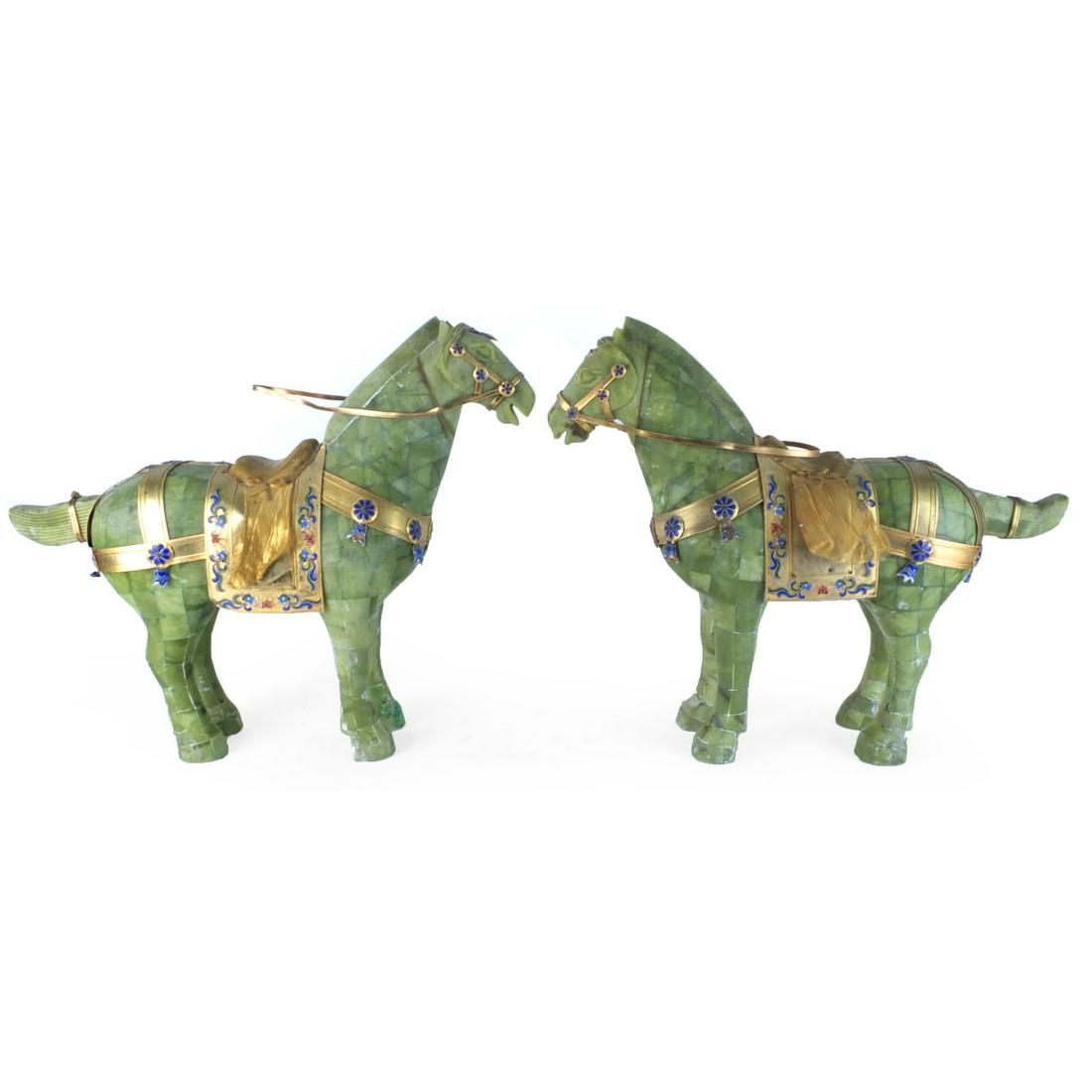 PAIR OF CHINESE JADE HORSESPair