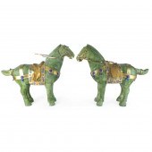 PAIR OF CHINESE JADE HORSESPai