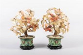 PAIR OF CHINESE 'JADE' TREESPA