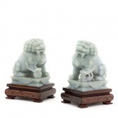 PAIR OF CHINESE JADEITE GUARDI