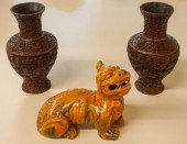 PAIR OF CHINESE LACQUER AND CI
