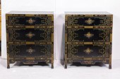 PAIR OF CHINESE LACQUERED BEDS