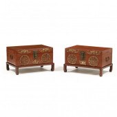 PAIR OF CHINESE LACQUERED PIGS