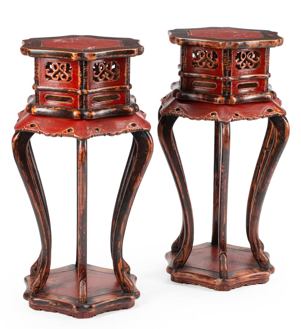 PAIR OF CHINESE LACQUERED WOOD