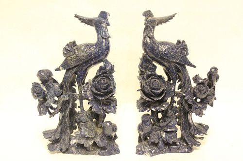 PAIR OF CHINESE LAPIZ CARVED