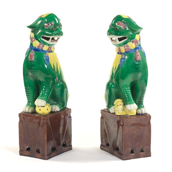 PAIR OF CHINESE LARGE SANCAI GLAZED