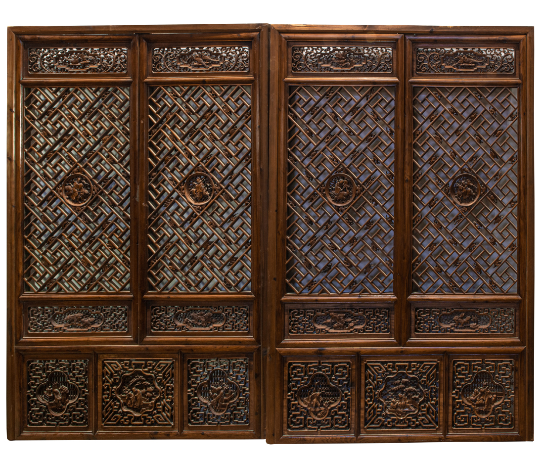 PAIR OF CHINESE LATTICE WINDOWS