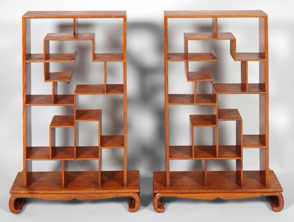 PAIR OF CHINESE MAHOGANY DISPLAY