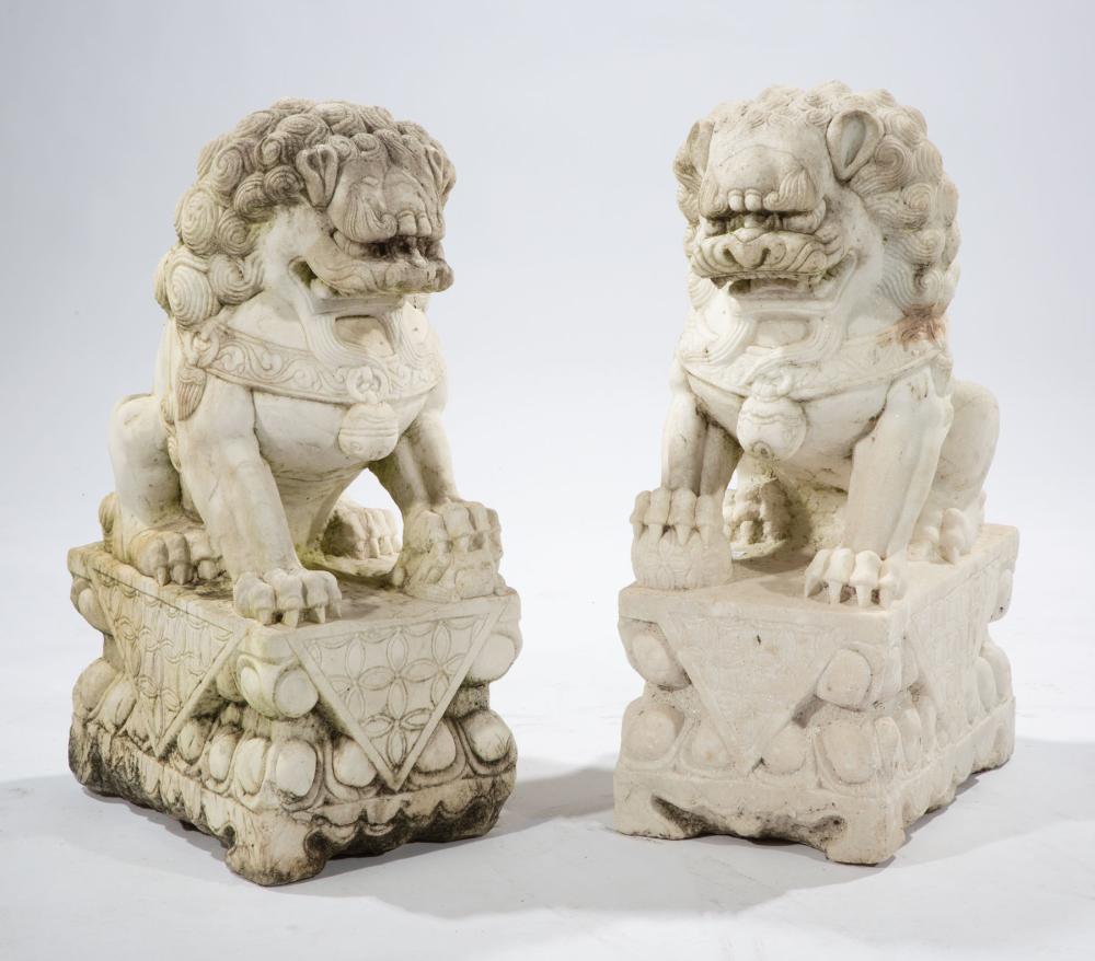 PAIR OF CHINESE MARBLE BUDDHIST