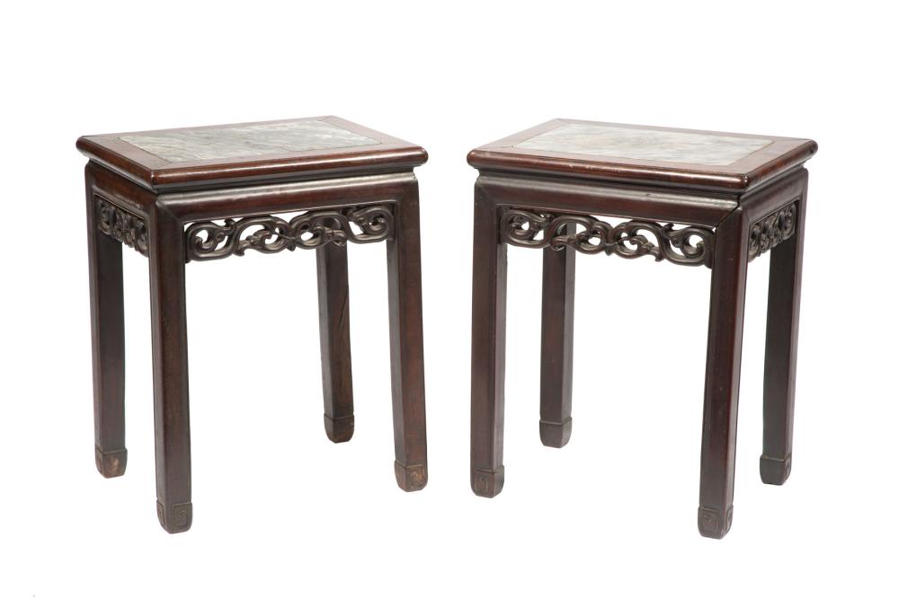 PAIR OF CHINESE MARBLE INSET