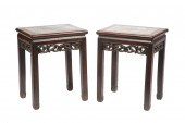 PAIR OF CHINESE MARBLE INSET H