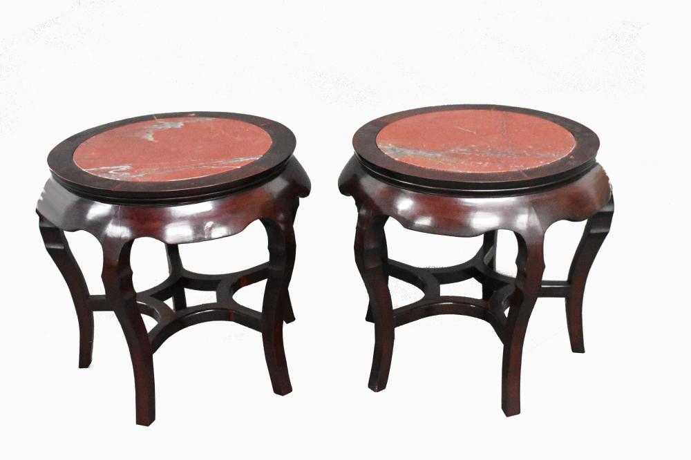 PAIR OF CHINESE MARBLE-INSET