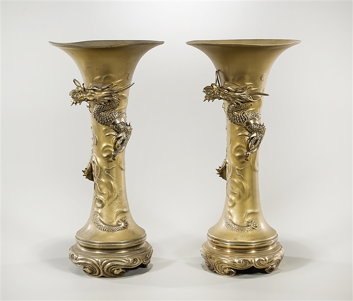Pair of Chinese metal 'dragon'
