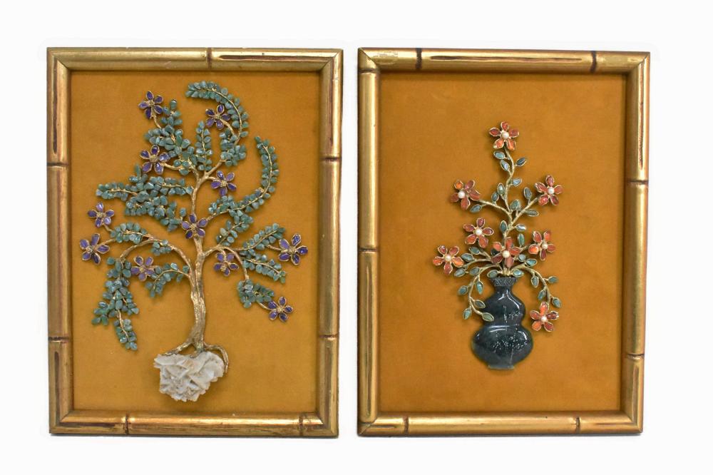 PAIR OF CHINESE MINERAL PLAQUES,
