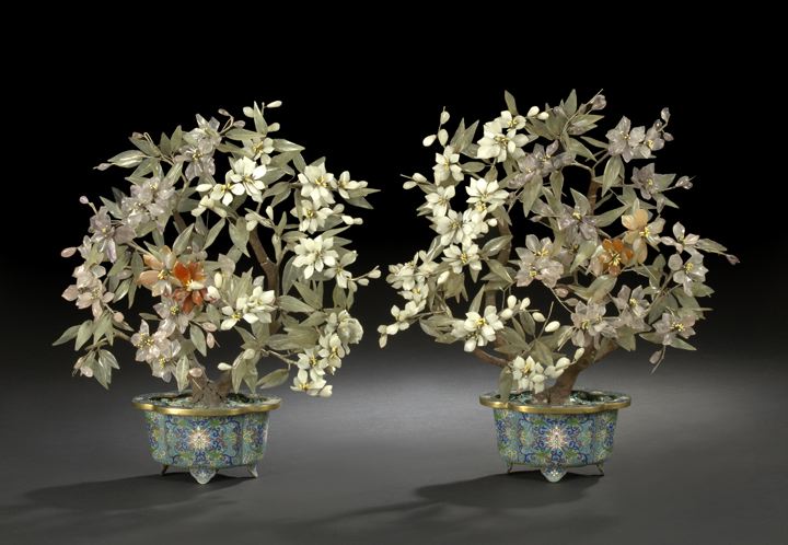 Pair of Chinese Mineral Trees in
