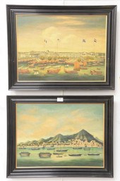 PAIR OF CHINESE OIL ON CANVAS