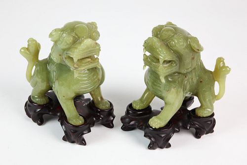 PAIR OF CHINESE OLIVE CELADON