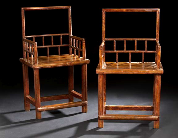 Pair of Chinese Open Back Wooden