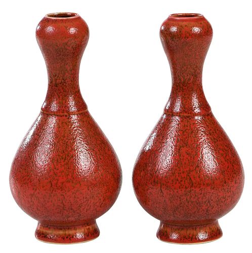 PAIR OF CHINESE ORANGE GLAZED