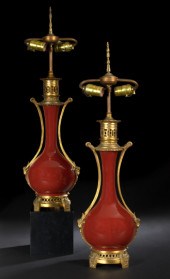 Pair of Chinese Oxblood-Glazed