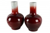 PAIR OF CHINESE OXBLOOD PORCEL