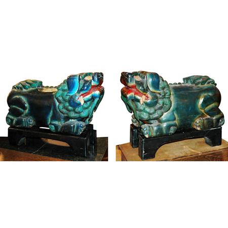 Pair of Chinese Painted Foo Lions