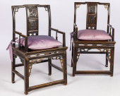PAIR OF CHINESE PAINTED WOOD O