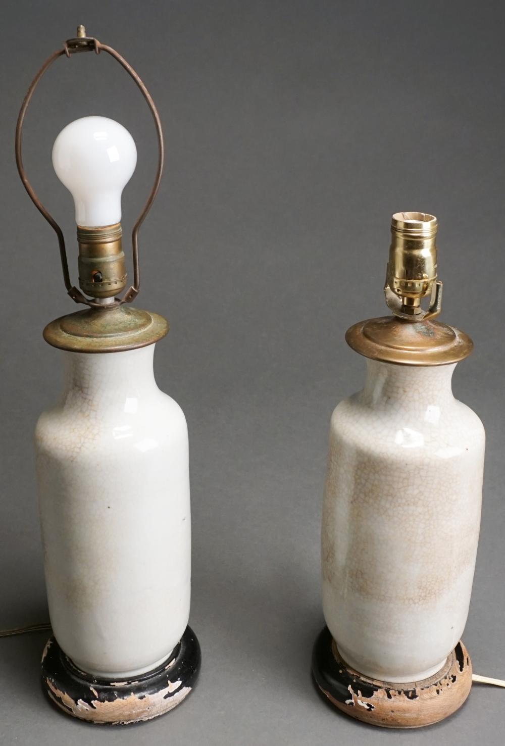 PAIR OF CHINESE PALE CRACKLE GLAZED
