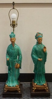 PAIR OF CHINESE PARTIAL TURQUO