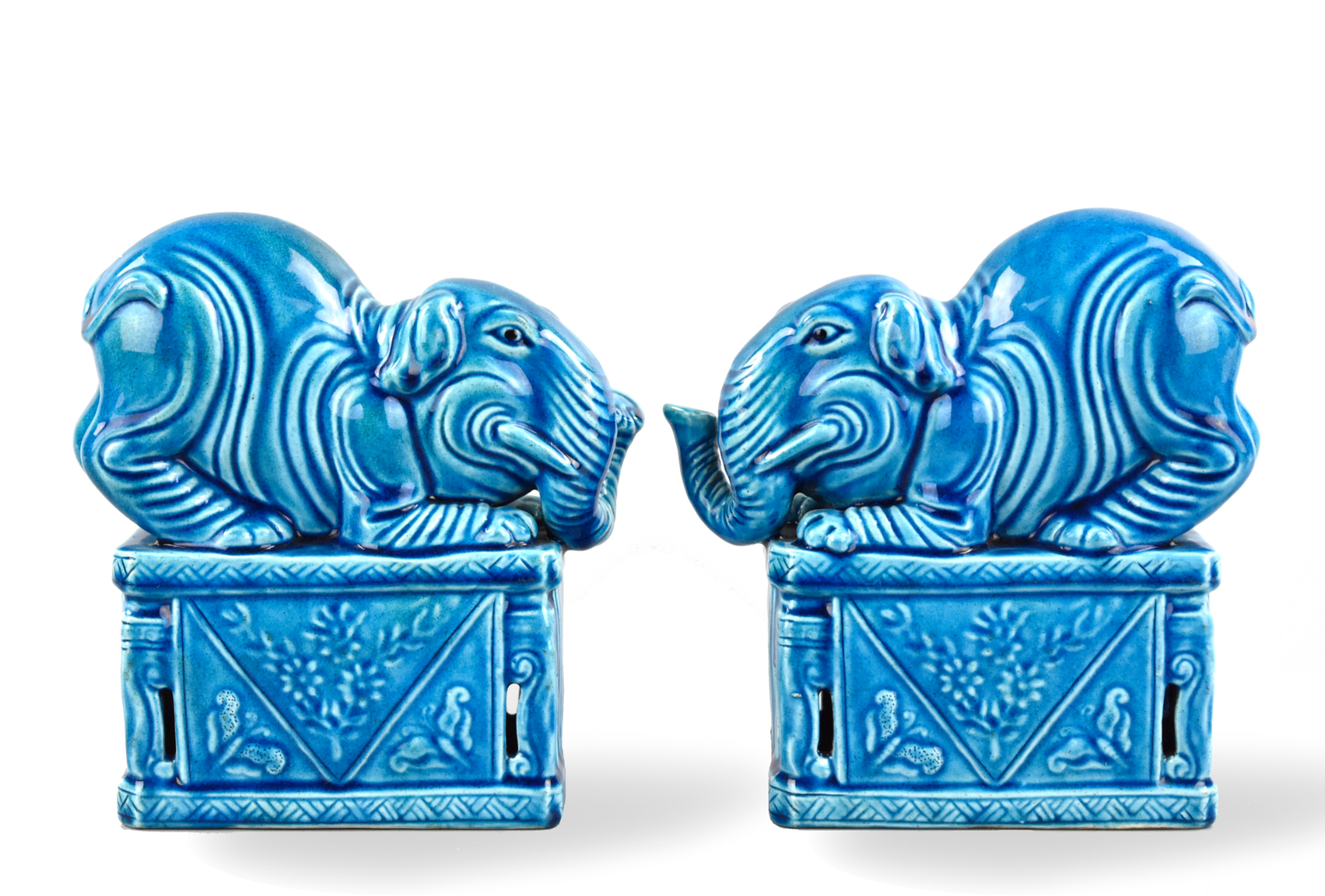 PAIR OF CHINESE PEACOCK GLAZED