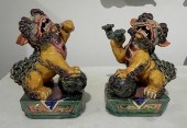PAIR OF CHINESE POLYCHROME CER