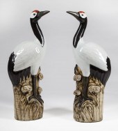 PAIR OF CHINESE POLYCHROME POR