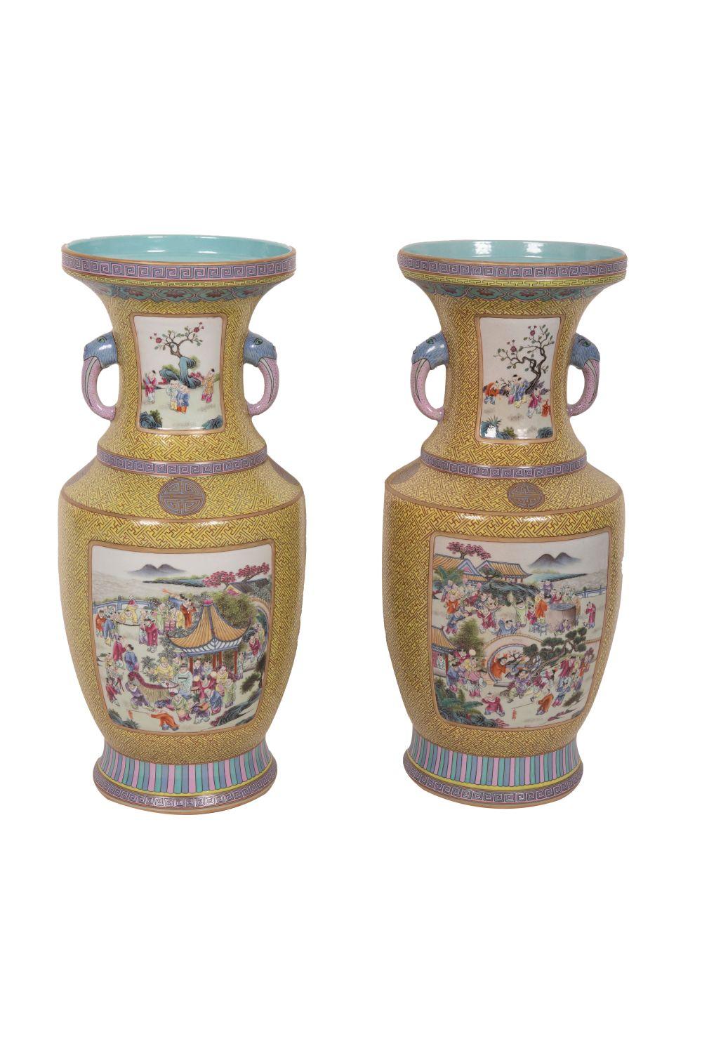 PAIR OF CHINESE POLYCHROME