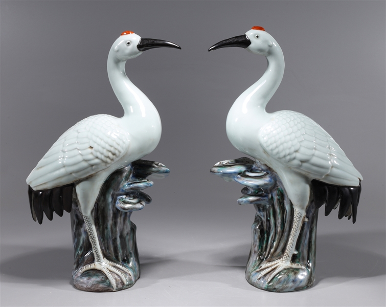 Pair of Chinese porcelain crane