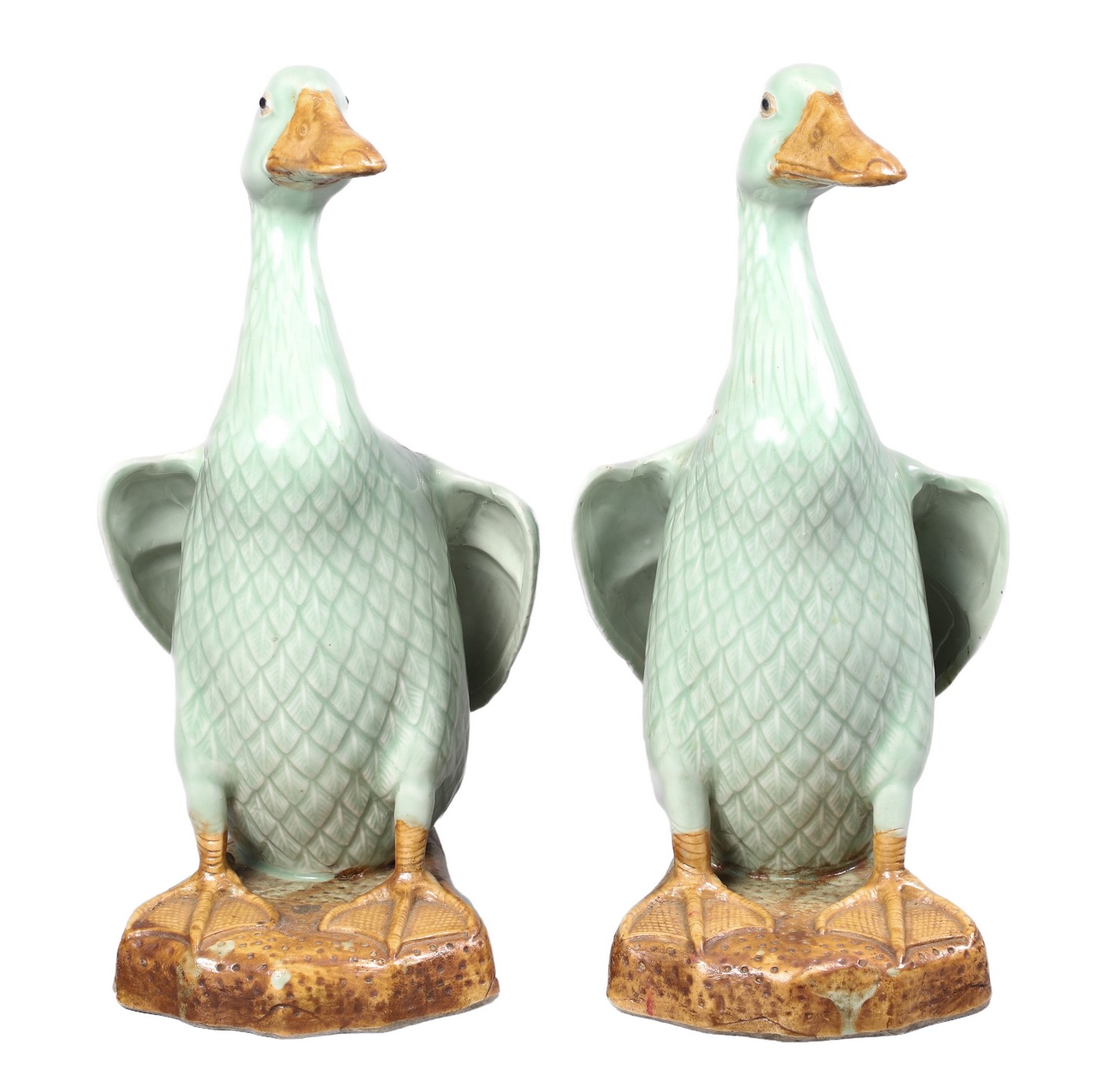 Pair of Chinese porcelain duck