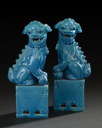 Pair of Chinese Porcelain Foo Dogs,