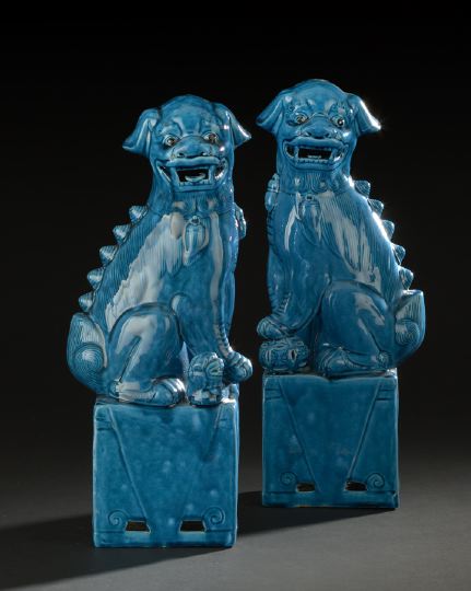 Pair of Chinese Porcelain Foo Dogs,