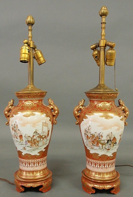 Pair of Chinese red and white vases