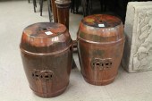 PAIR OF CHINESE RED GLAZE POTT