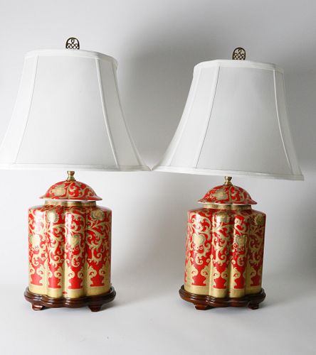 PAIR OF CHINESE RED GLAZED