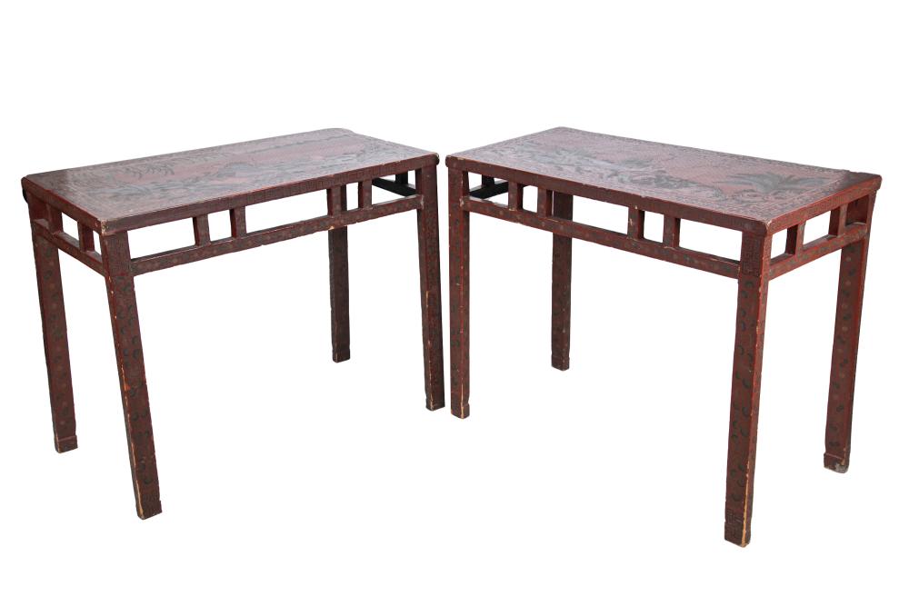 PAIR OF CHINESE RED LACQUER