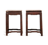 PAIR OF CHINESE RED LACQUERED