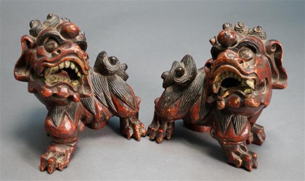PAIR OF CHINESE RED PAINTED