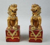 PAIR OF CHINESE RED-PAINTED AN
