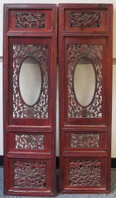 PAIR OF CHINESE RED STAINED AN